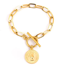 Charger l'image dans la galerie, Bracelet à maillons avec pièce de monnaie en acier inoxydable