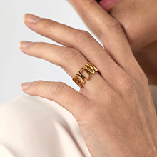 Charger l'image dans la galerie, Anneau géométrique ajustable en acier inoxydable