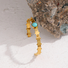 Charger l'image dans la galerie, Bracelet manchette avec pierre bleue en acier inoxydable