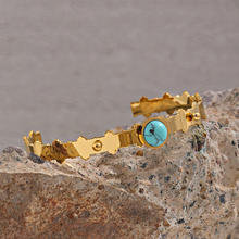 Charger l'image dans la galerie, Bracelet manchette avec pierre bleue en acier inoxydable