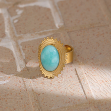 Charger l'image dans la galerie, Bague pierre bleue en acier inoxydable