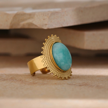 Charger l'image dans la galerie, Bague pierre bleue en acier inoxydable