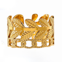 Charger l'image dans la galerie, Bague en feuille de laurier en acier inoxydable