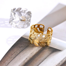 Charger l'image dans la galerie, Bague en feuille de laurier en acier inoxydable