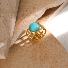 Charger l'image dans la galerie, Anneau pierre bleue en acier inoxydable