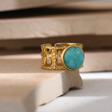 Charger l'image dans la galerie, Anneau pierre bleue en acier inoxydable