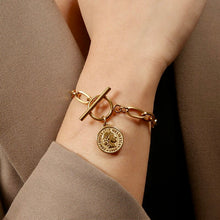 Charger l'image dans la galerie, Bracelet à maillons avec pièce de monnaie en acier inoxydable