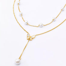 Charger l'image dans la galerie, Collier en perles avec pendentif papillon en acier inoxydable