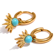 Charger l'image dans la galerie, Boucles d'oreilles pierre bleue en acier inoxydable