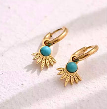 Charger l'image dans la galerie, Boucles d'oreilles pierre bleue en acier inoxydable