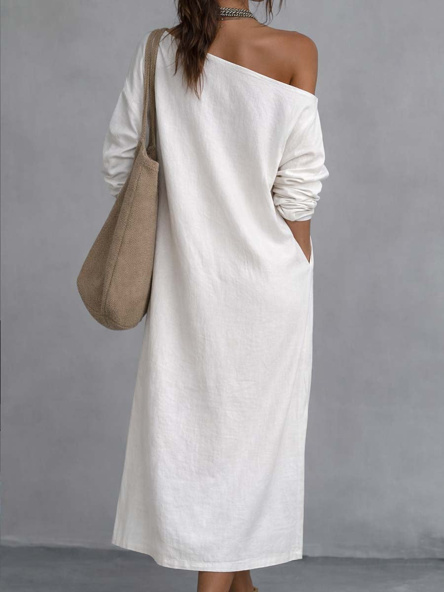 Loose-Fitting One Shoulder Midi Dress