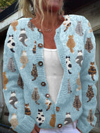 CHARLOTTE | Cozy Cat Print Cardigan