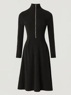 ZINNIA | Zippered Long Sleeve Dress With Stretch Fabric