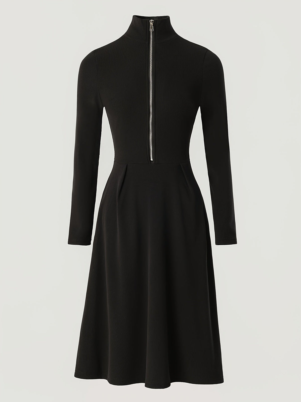 ZINNIA | Zippered Long Sleeve Dress With Stretch Fabric