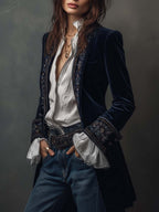 ERICA | Long Vintage Jacket With Embroidery