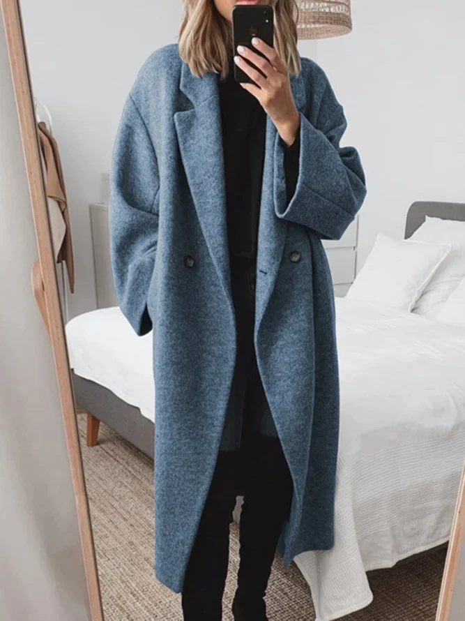 DAPHIRA | Collared Blue Trench Coat