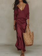 Effortless Ivory Knit Midi Ensemble