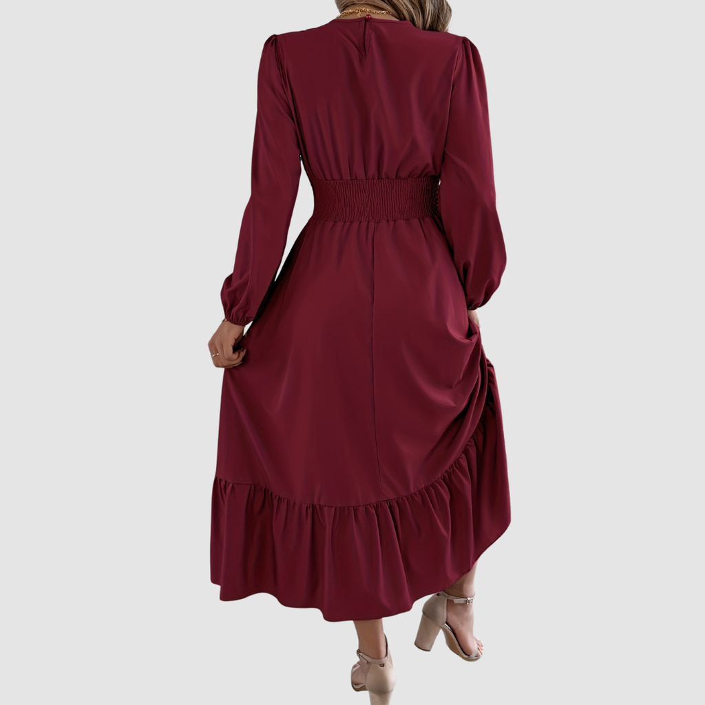 ISOLA | Navy Ruffled Hem Midi Dress