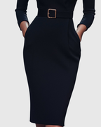 CLARIBEL | Refined Black Midi Dress