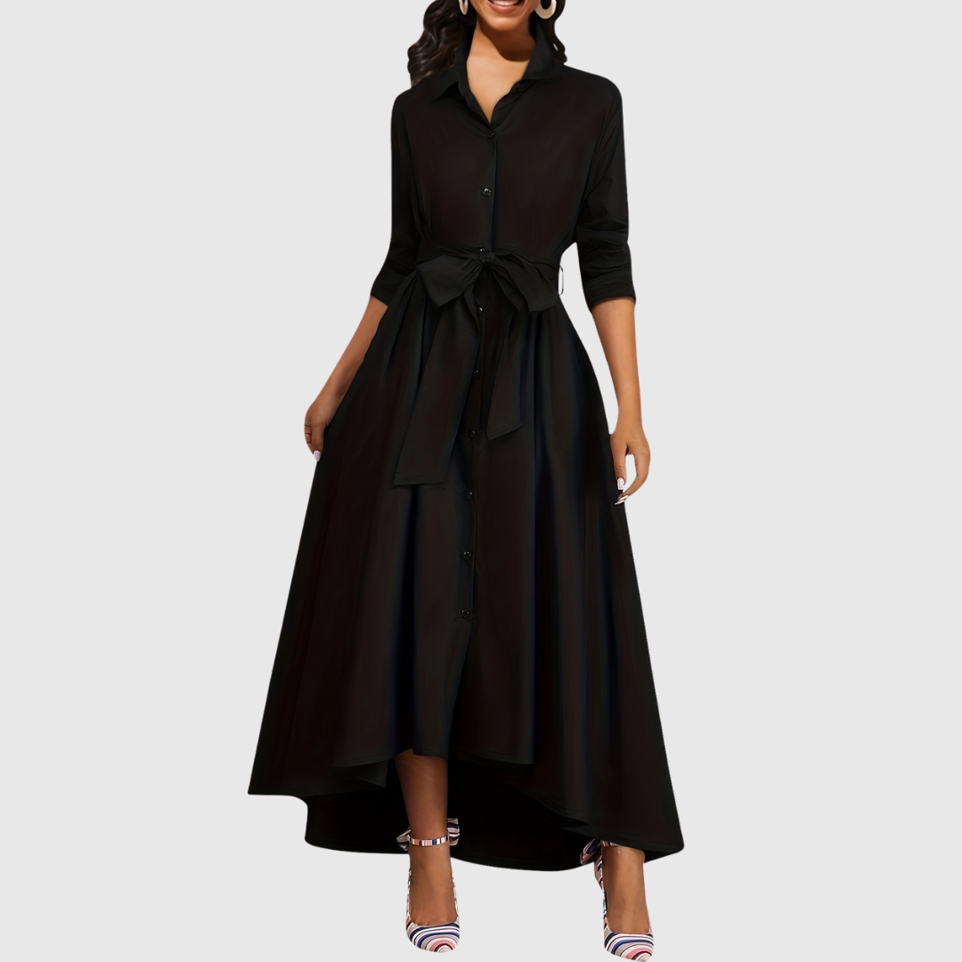 LIVIENNE | Elegant Button-Front Maxi Dress