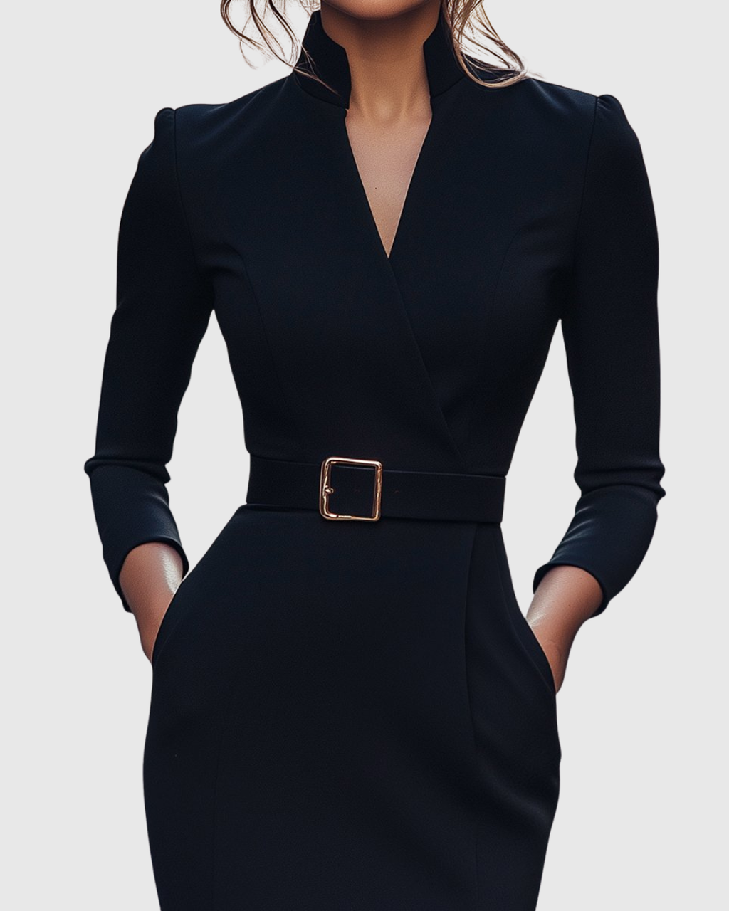 CLARIBEL | Refined Black Midi Dress
