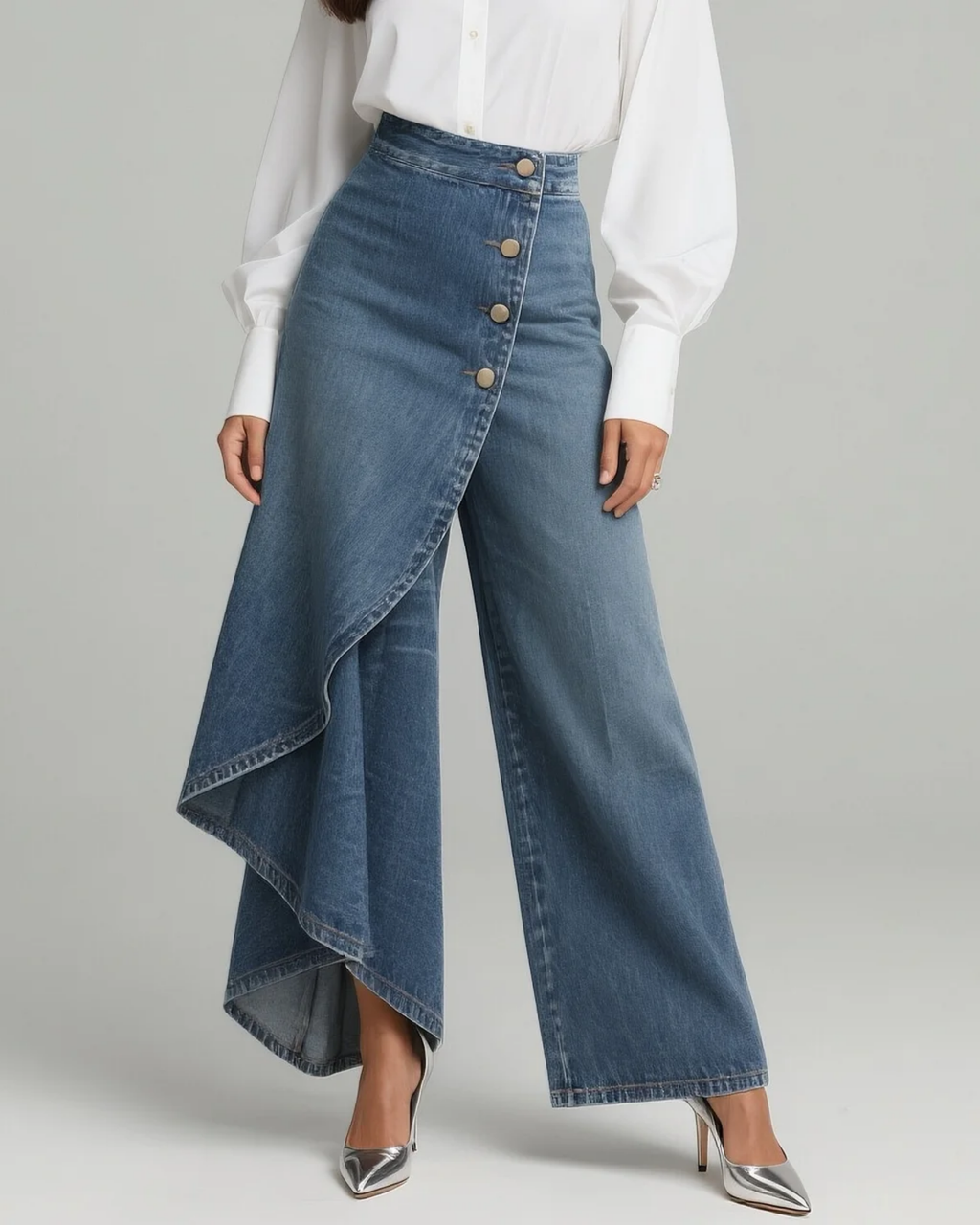CALVRA | Denim Wrap Trousers