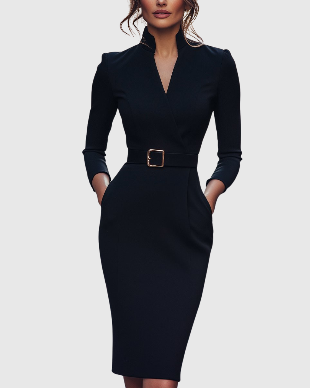 CLARIBEL | Refined Black Midi Dress