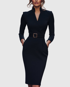 CLARIBEL | Refined Black Midi Dress