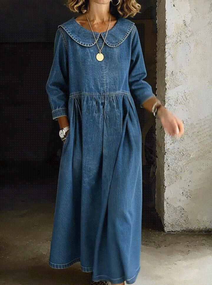CLARA | Peter Pan Collar Denim Dress