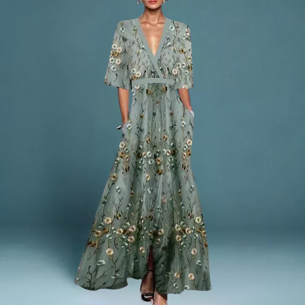 SOPHIA | Elegant Evening Dress With Floral Pattern