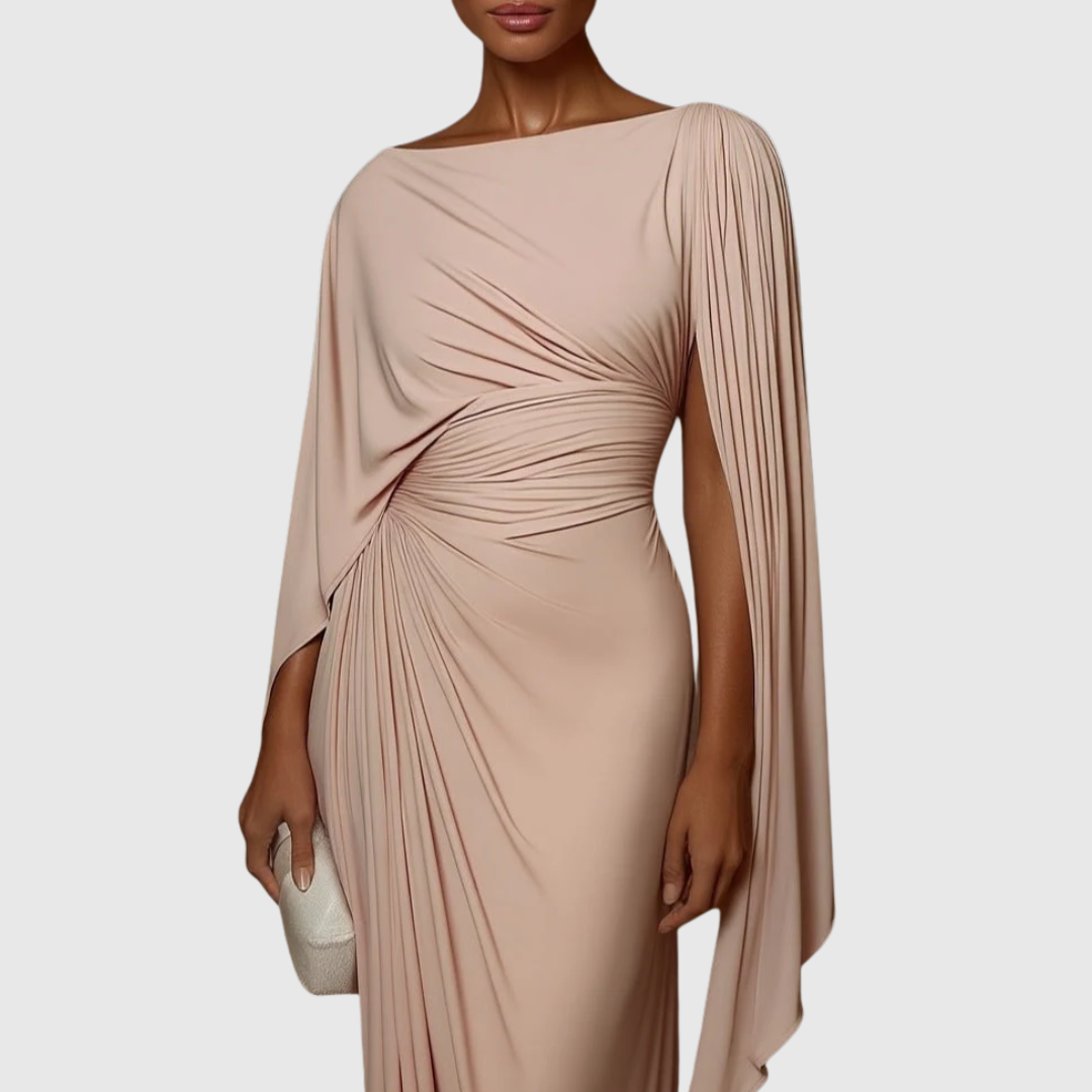 FIONA | Pleated Drape Maxi Dress