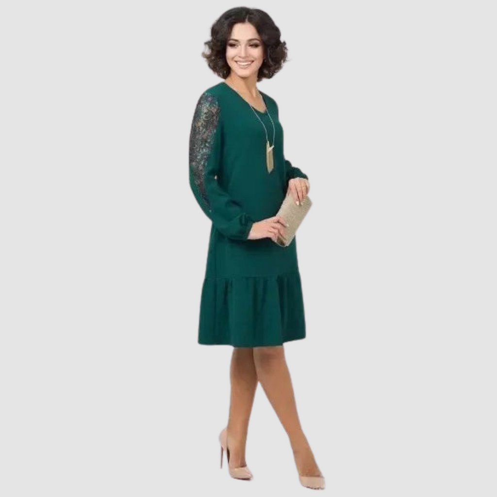 LOWRI | Lace-Sleeve Midi Dress