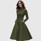 LILLIE | High Neck Long Sleeve A-Line Dress