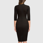 HARIETHE | Three-Quarter Sleeve Sheath Tie-Neck Dress