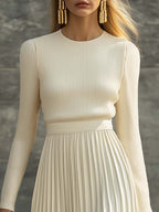 CHARLOTTE | Ribbed Knit Pleated Maxi Dress