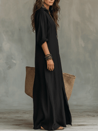 Timeless Button Maxi Dress – Elegant, Lightweight & Easy Fit