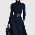 CORLISS | Navy High-Neck Maxi Dress
