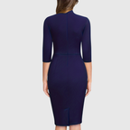 HARIETHE | Three-Quarter Sleeve Sheath Tie-Neck Dress