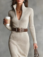AMMINA | Ribbed Knit Winter Dress