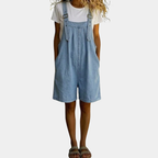 SALT | Vintage Washed Soft Denim Short Overall Light Blue