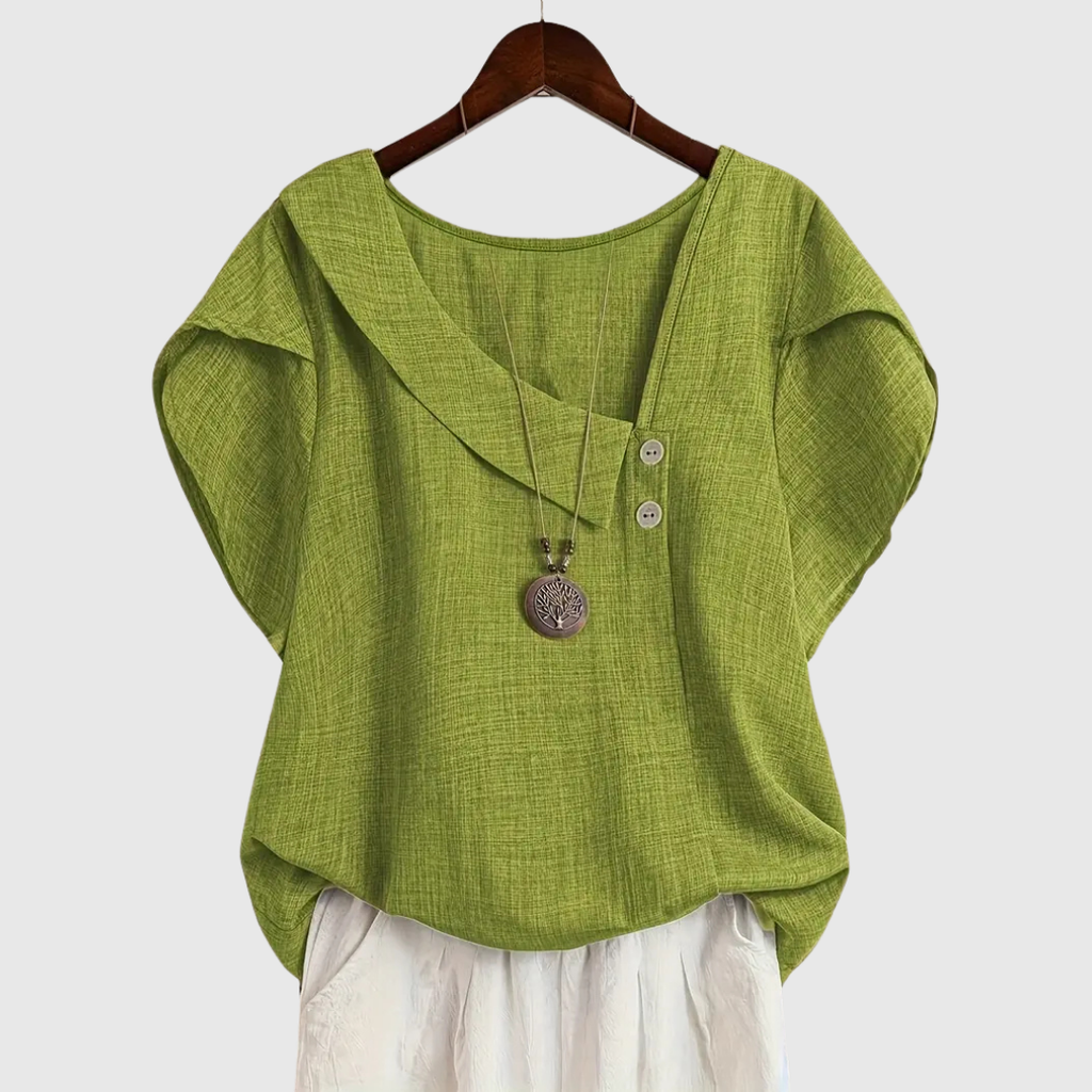 MARCELLINE | Asymmetrical Neckline Blouse