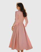 Elegant Pleated Blazer Midi Dress