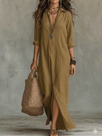 Timeless Button Maxi Dress – Elegant, Lightweight & Easy Fit