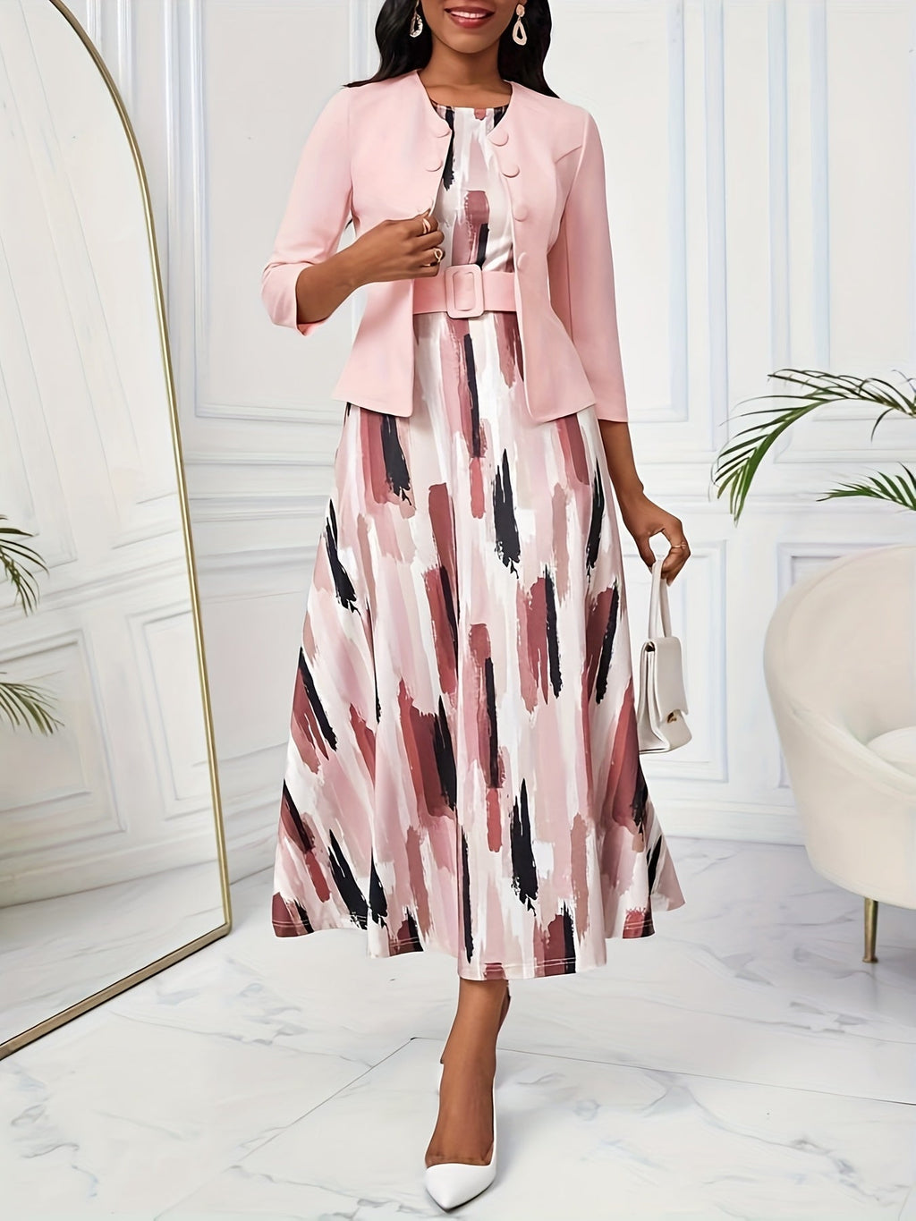 AMELIE | Printed Belted Two-Piece Set