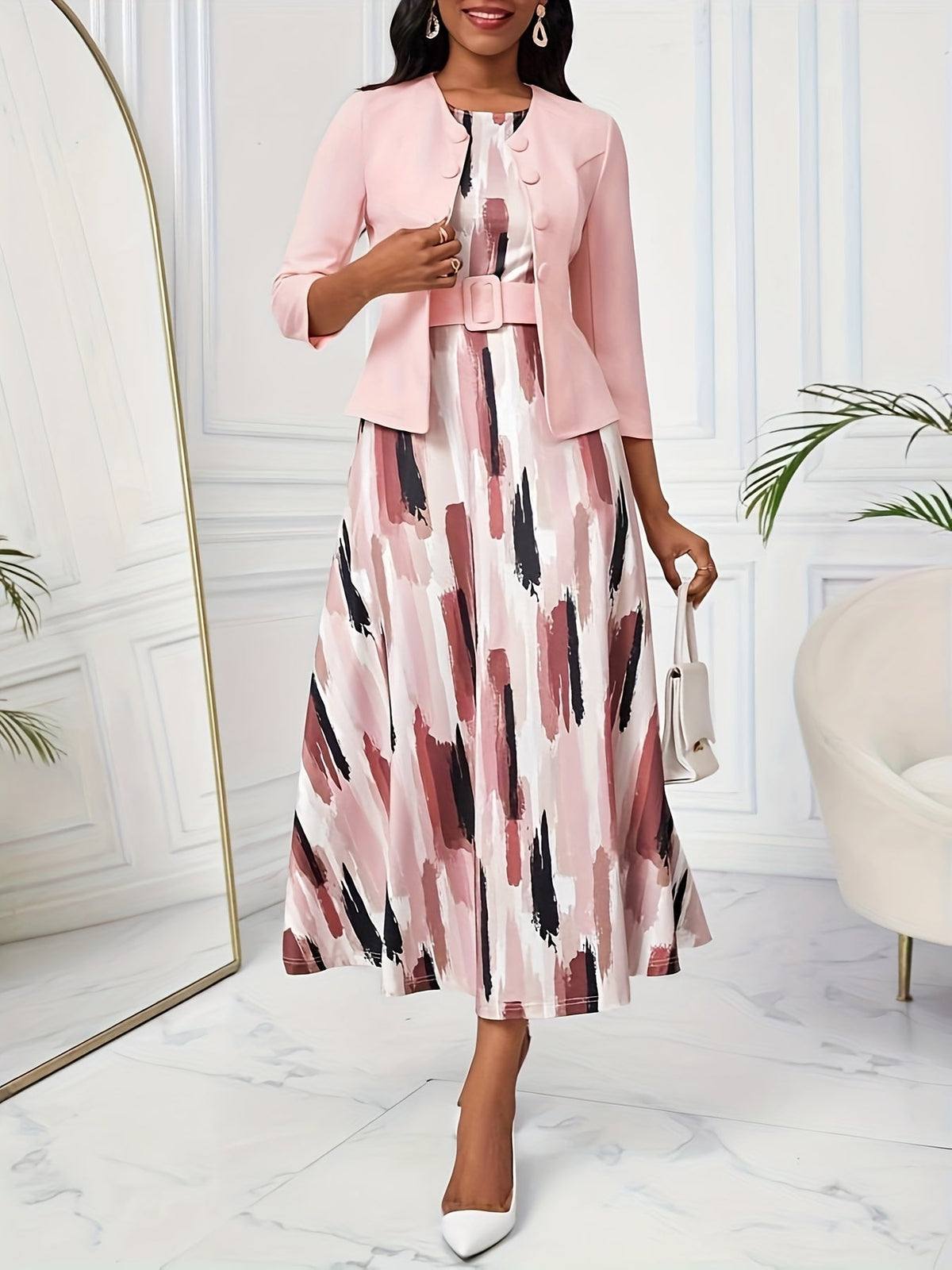 AMELIE | Printed Belted Two-Piece Set
