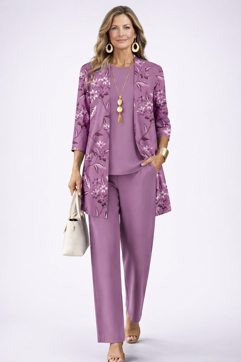 PAULINE | Floral Print Three-Piece Trouser Set