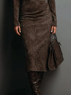 SELWYNNE | Textured High-Neck Maxi Dress