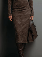 SERAPHINA | High Neck Long Sleeve Midi Dress