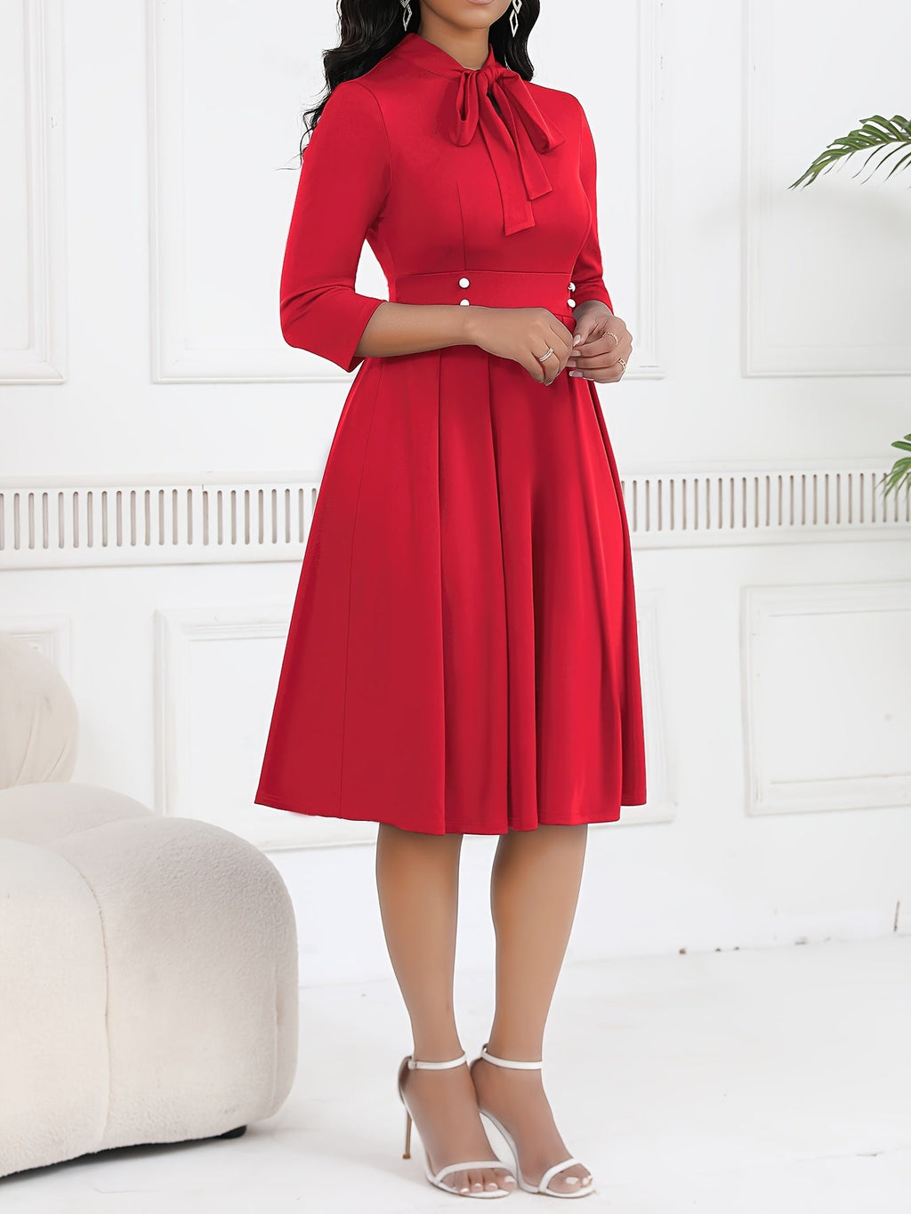 OLIVIA | Tie-Waist Midi Dress