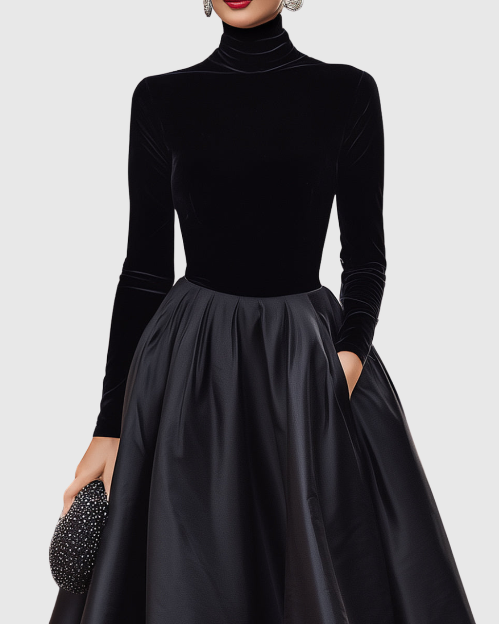 ARADIA | Elegant Black Midi Dress